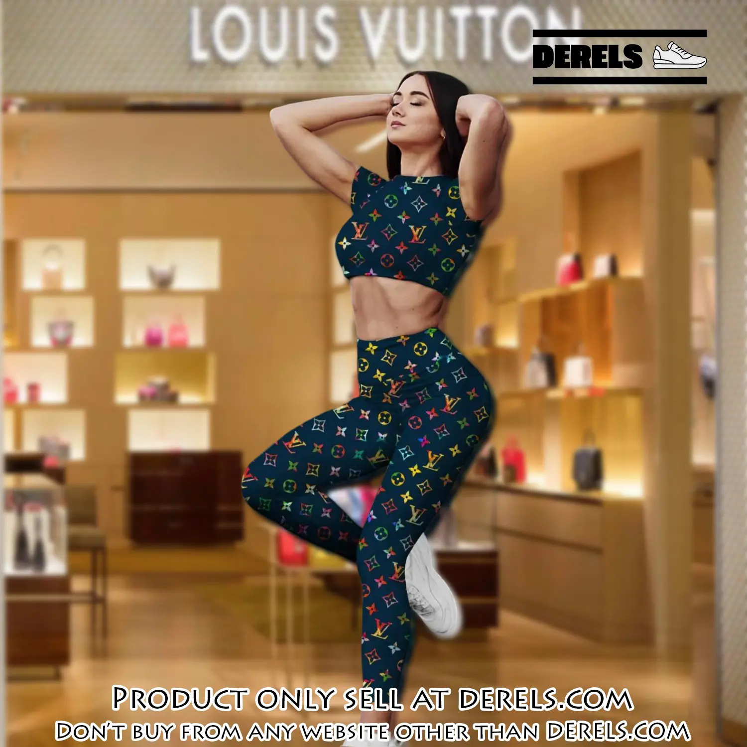 Louis vuitton sportwear combo luxury crop top tshirt and legging for women ctl1003 dr2819527